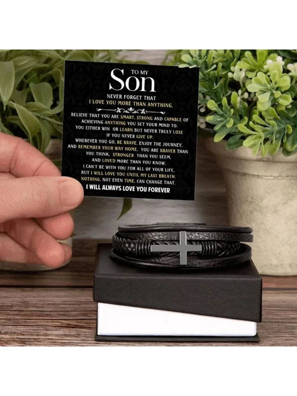 Heartfelt Cross Bracelet for Son - Elegant Gift from Parents for Graduation